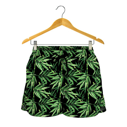 Watercolor Bamboo Pattern Print Women's Shorts
