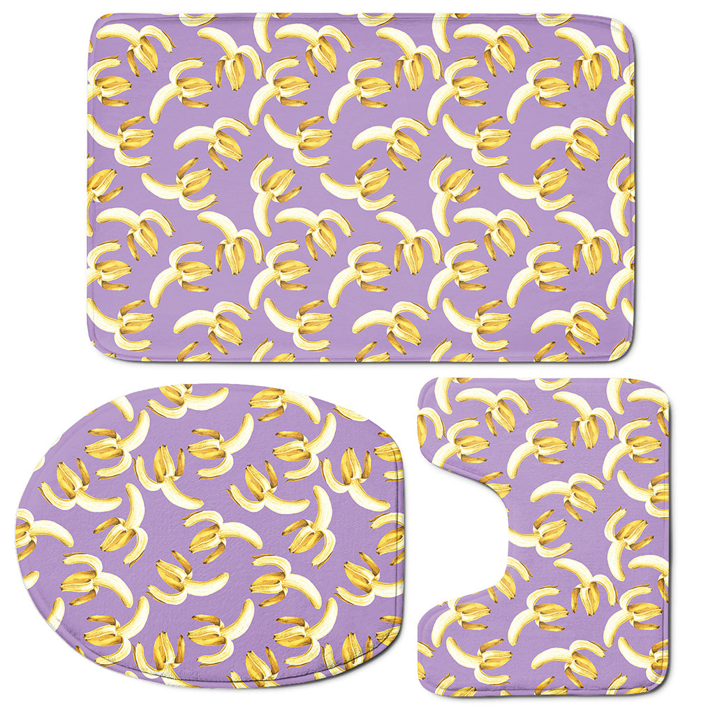 Watercolor Banana Pattern Print 3 Piece Bath Mat Set