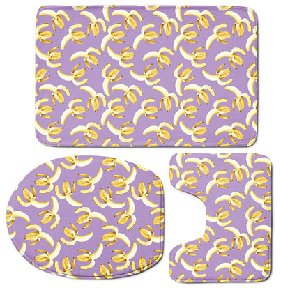 Watercolor Banana Pattern Print 3 Piece Bath Mat Set