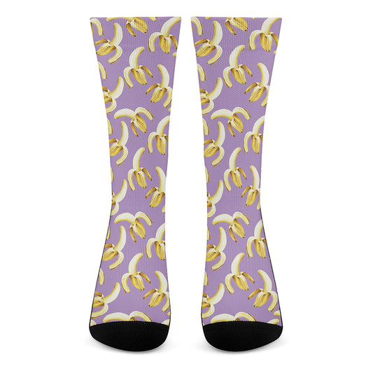 Watercolor Banana Pattern Print Crew Socks