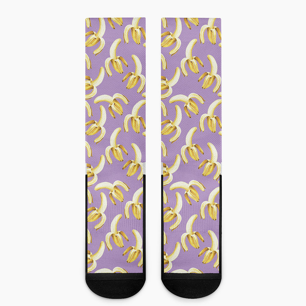Watercolor Banana Pattern Print Crew Socks