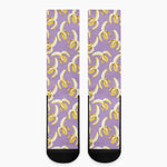 Watercolor Banana Pattern Print Crew Socks