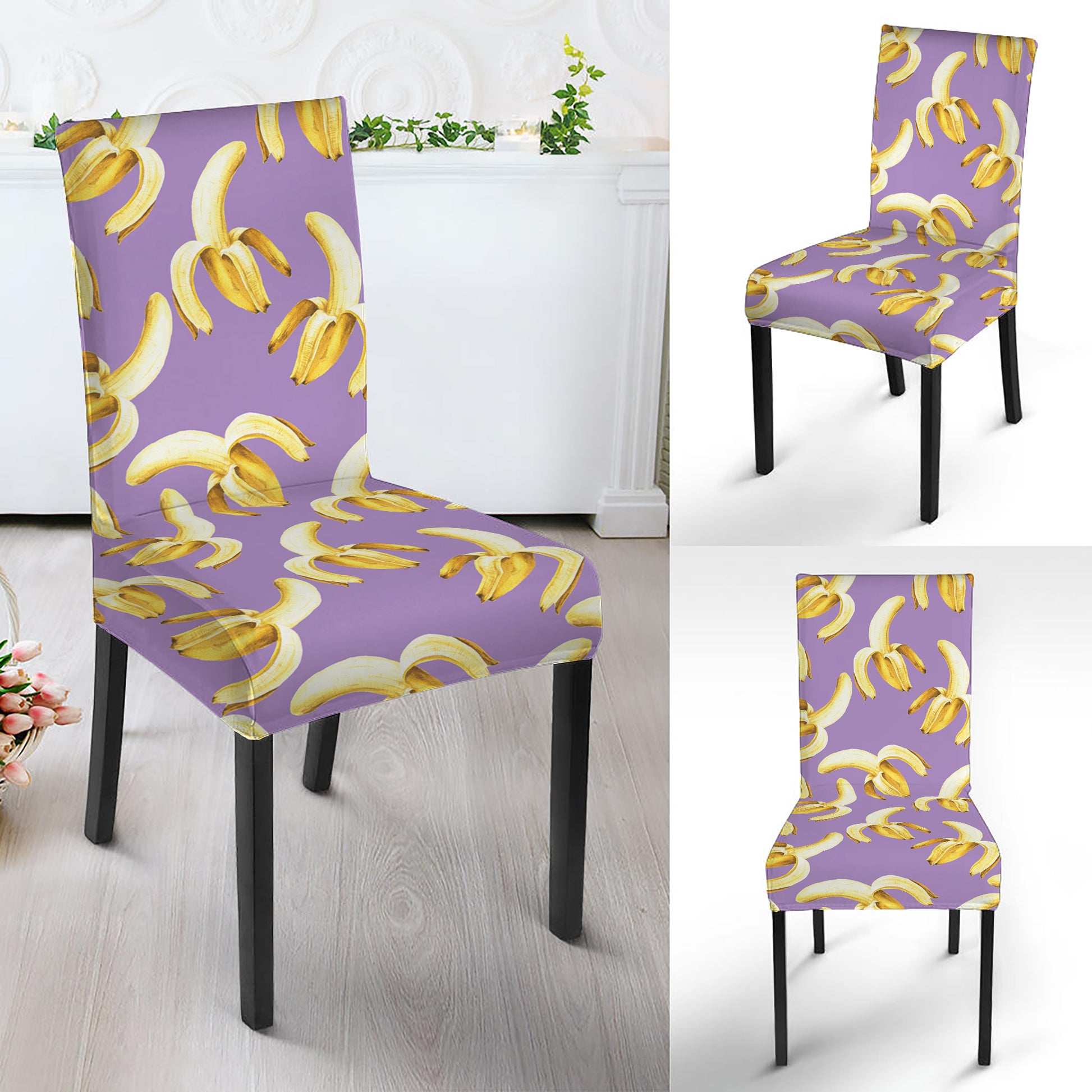 Watercolor Banana Pattern Print Dining Chair Slipcover