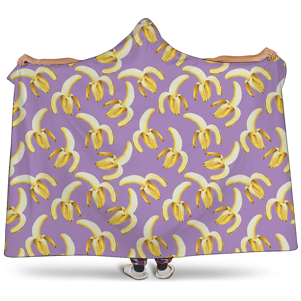 Watercolor Banana Pattern Print Hooded Blanket