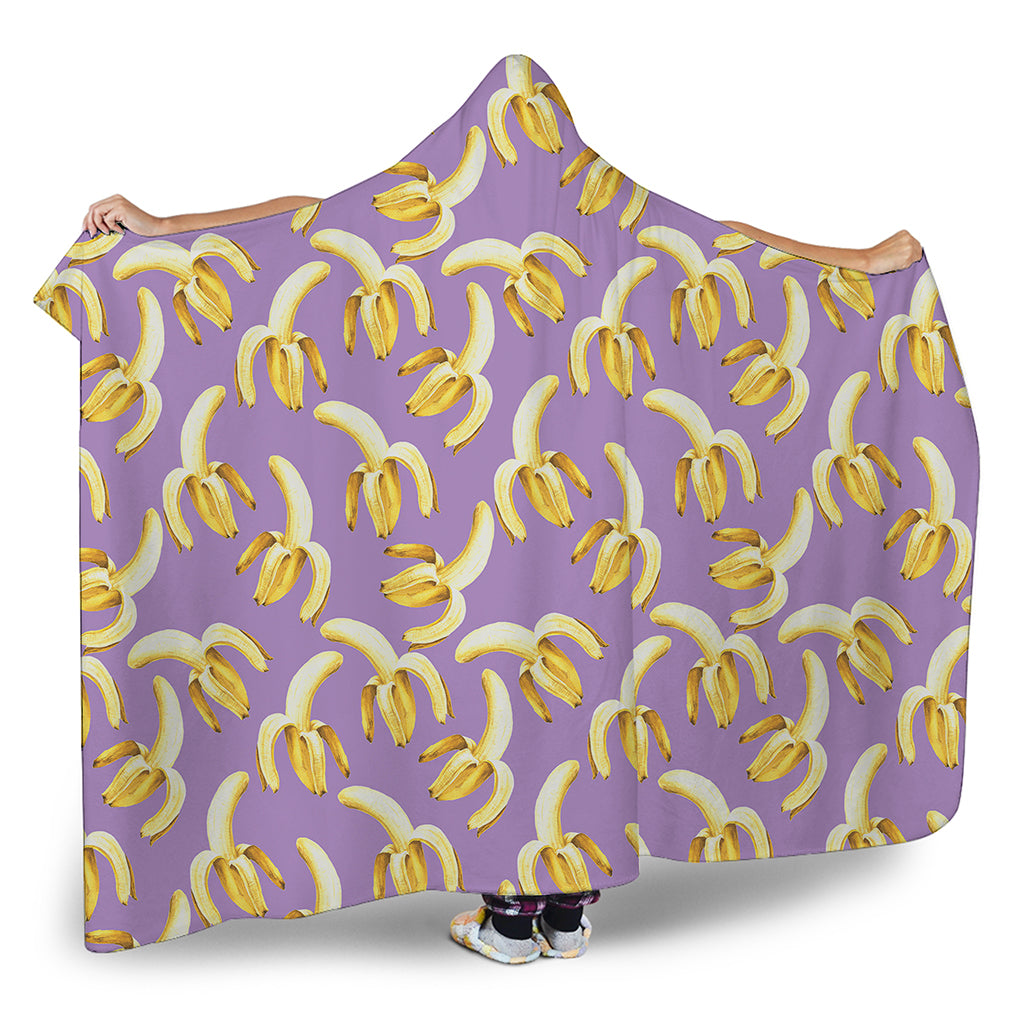 Watercolor Banana Pattern Print Hooded Blanket