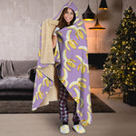 Watercolor Banana Pattern Print Hooded Blanket