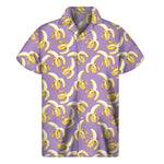 Watercolor Banana Pattern Print Men's Short Sleeve Shirt