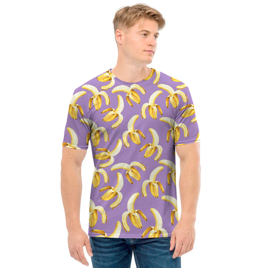 Watercolor Banana Pattern Print Men's T-Shirt