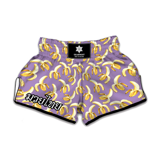 Watercolor Banana Pattern Print Muay Thai Boxing Shorts