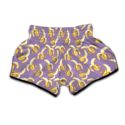 Watercolor Banana Pattern Print Muay Thai Boxing Shorts