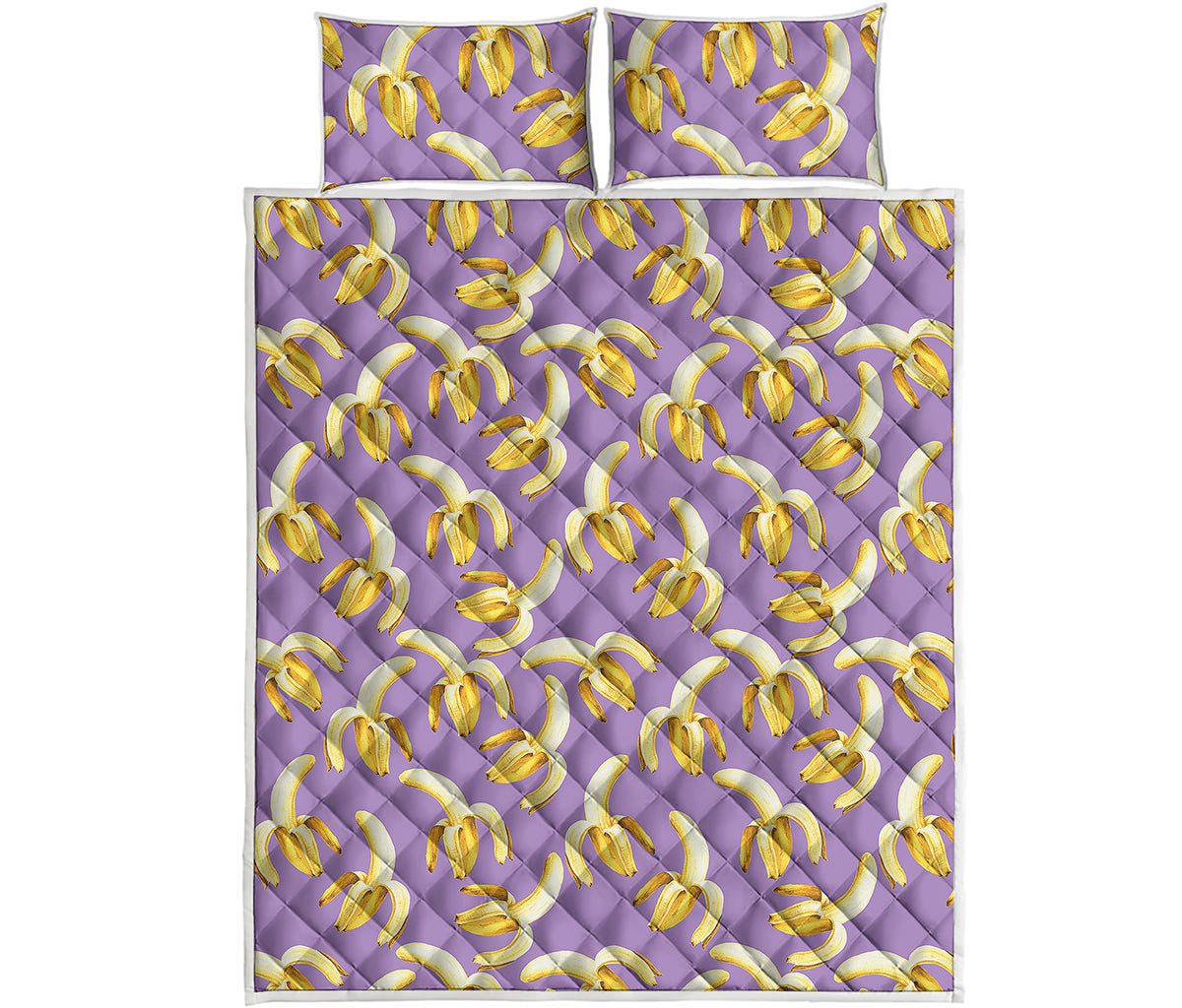 Watercolor Banana Pattern Print Quilt Bed Set