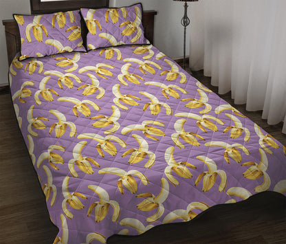 Watercolor Banana Pattern Print Quilt Bed Set