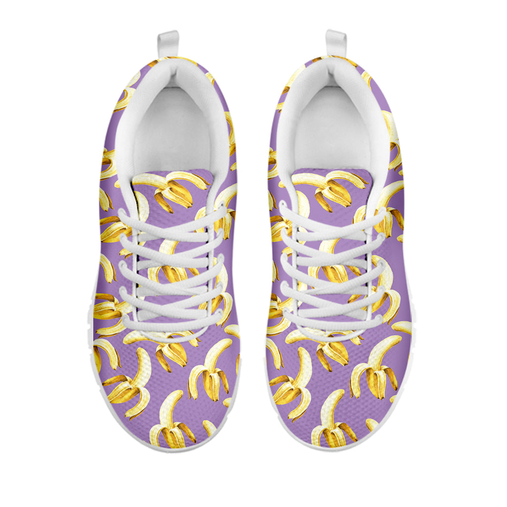 Watercolor Banana Pattern Print White Sneakers