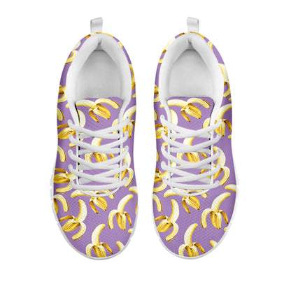 Watercolor Banana Pattern Print White Sneakers