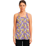 Watercolor Banana Pattern Print Women's Racerback Tank Top