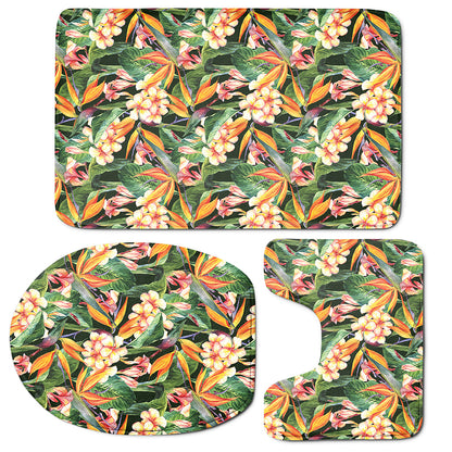 Watercolor Bird Of Paradise Print 3 Piece Bath Mat Set