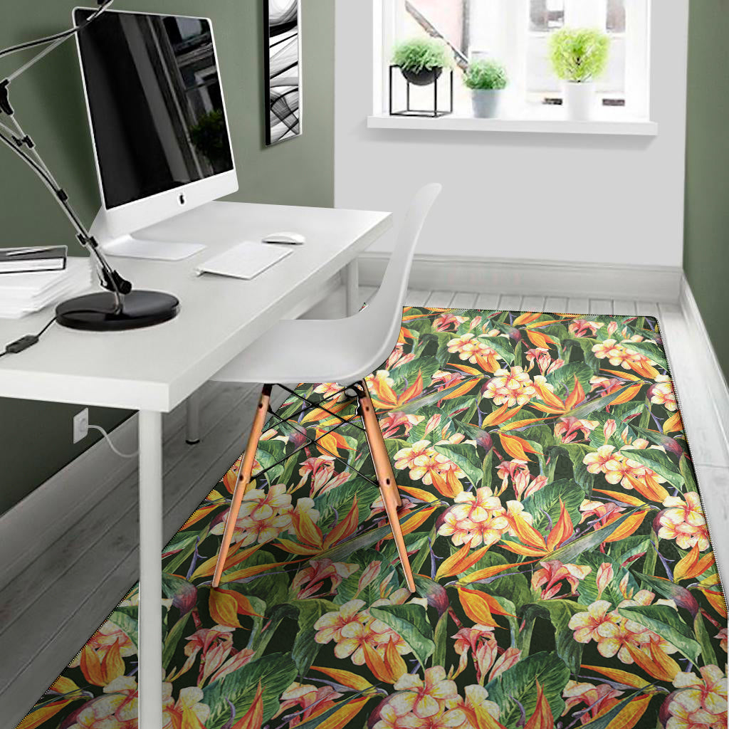 Watercolor Bird Of Paradise Print Area Rug