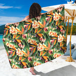 Watercolor Bird Of Paradise Print Beach Sarong Wrap