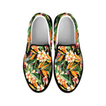 Watercolor Bird Of Paradise Print Black Slip On Shoes