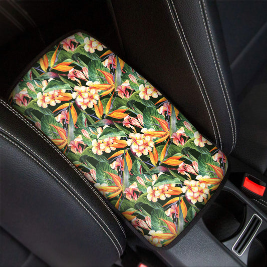 Watercolor Bird Of Paradise Print Car Center Console Cover
