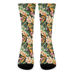 Watercolor Bird Of Paradise Print Crew Socks