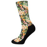 Watercolor Bird Of Paradise Print Crew Socks