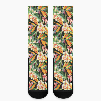 Watercolor Bird Of Paradise Print Crew Socks