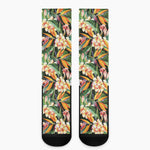Watercolor Bird Of Paradise Print Crew Socks