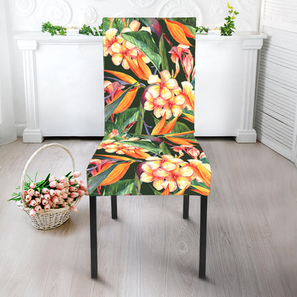 Watercolor Bird Of Paradise Print Dining Chair Slipcover