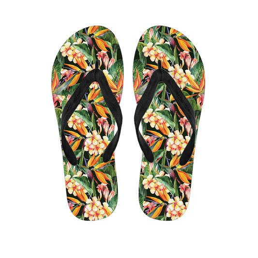 Watercolor Bird Of Paradise Print Flip Flops