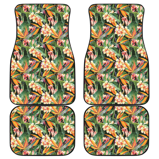 Watercolor Bird Of Paradise Print Front and Back Car Floor Mats