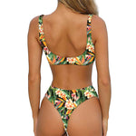 Watercolor Bird Of Paradise Print Front Bow Tie Bikini