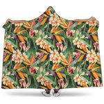 Watercolor Bird Of Paradise Print Hooded Blanket