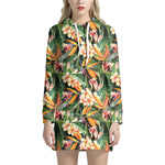 Watercolor Bird Of Paradise Print Hoodie Dress