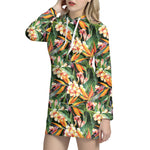 Watercolor Bird Of Paradise Print Hoodie Dress
