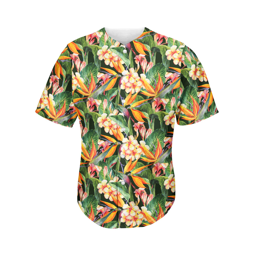 Watercolor Bird Of Paradise Print Men's Baseball Jersey