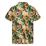 Watercolor Bird Of Paradise Print Men's Short Sleeve Shirt