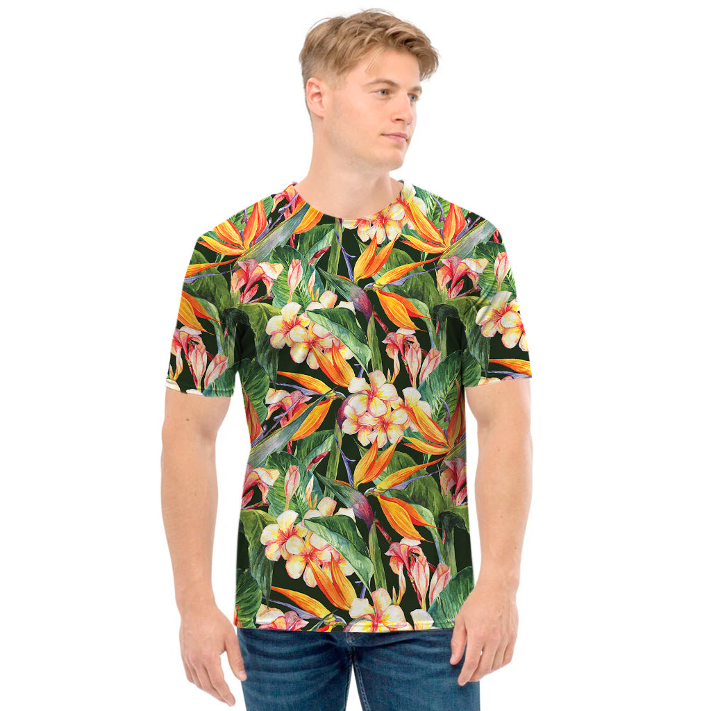 Watercolor Bird Of Paradise Print Men's T-Shirt