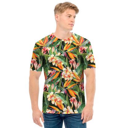 Watercolor Bird Of Paradise Print Men's T-Shirt