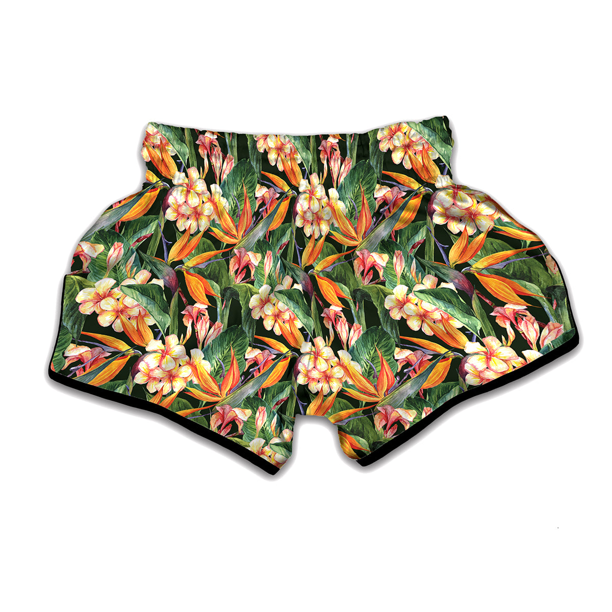 Watercolor Bird Of Paradise Print Muay Thai Boxing Shorts