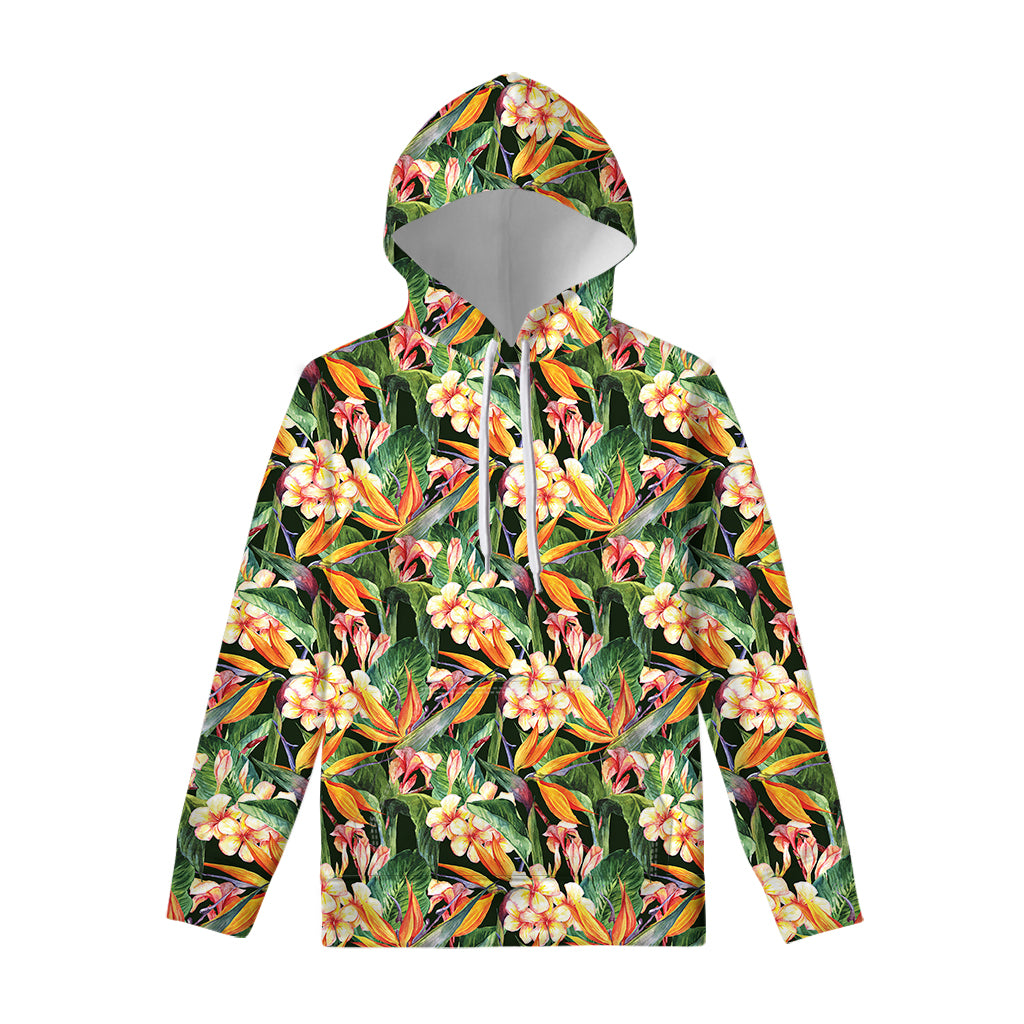 Watercolor Bird Of Paradise Print Pullover Hoodie