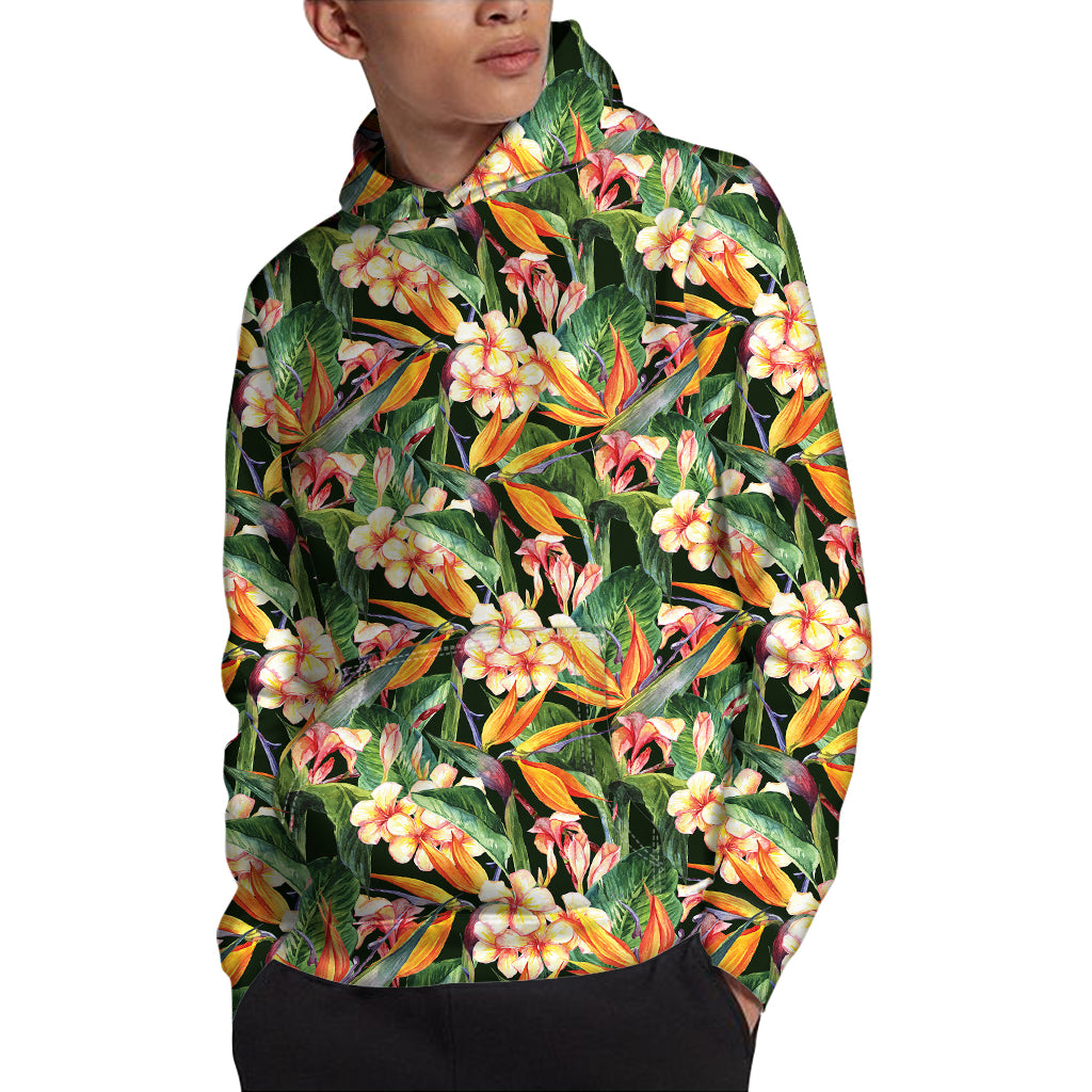 Watercolor Bird Of Paradise Print Pullover Hoodie