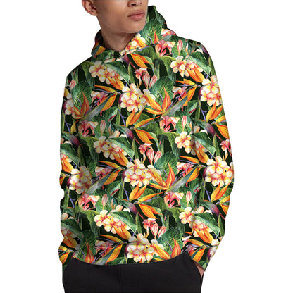 Watercolor Bird Of Paradise Print Pullover Hoodie