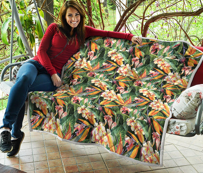 Watercolor Bird Of Paradise Print Quilt