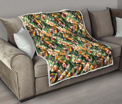 Watercolor Bird Of Paradise Print Quilt