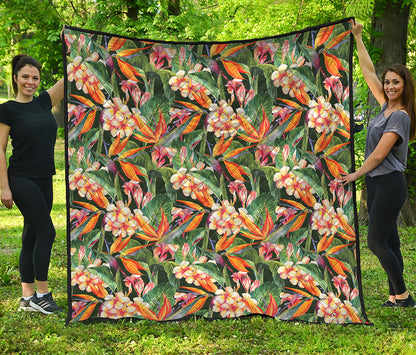 Watercolor Bird Of Paradise Print Quilt