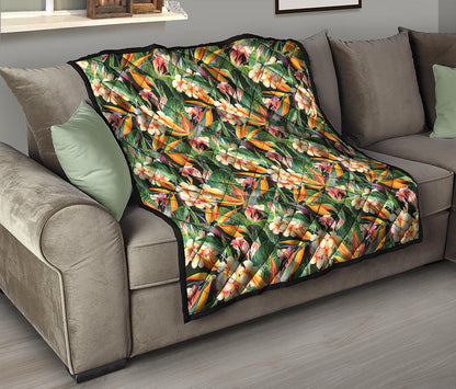 Watercolor Bird Of Paradise Print Quilt