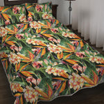 Watercolor Bird Of Paradise Print Quilt Bed Set