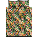 Watercolor Bird Of Paradise Print Quilt Bed Set