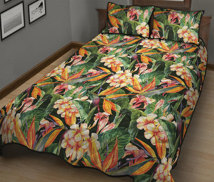 Watercolor Bird Of Paradise Print Quilt Bed Set